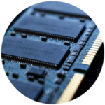 A close up of a computer memory chip for breach reporting.