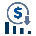 A dollar sign on a blue bar graph representing Threat Intelligence.