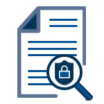 A document with a magnifying glass and a lock representing endpoint detection.