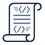 An icon of a document with code on it representing endpoint detection and response.