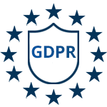 The GDPR logo on a blue background representing compliance services.