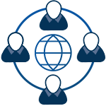 A group of people in a circle receiving compliance services.