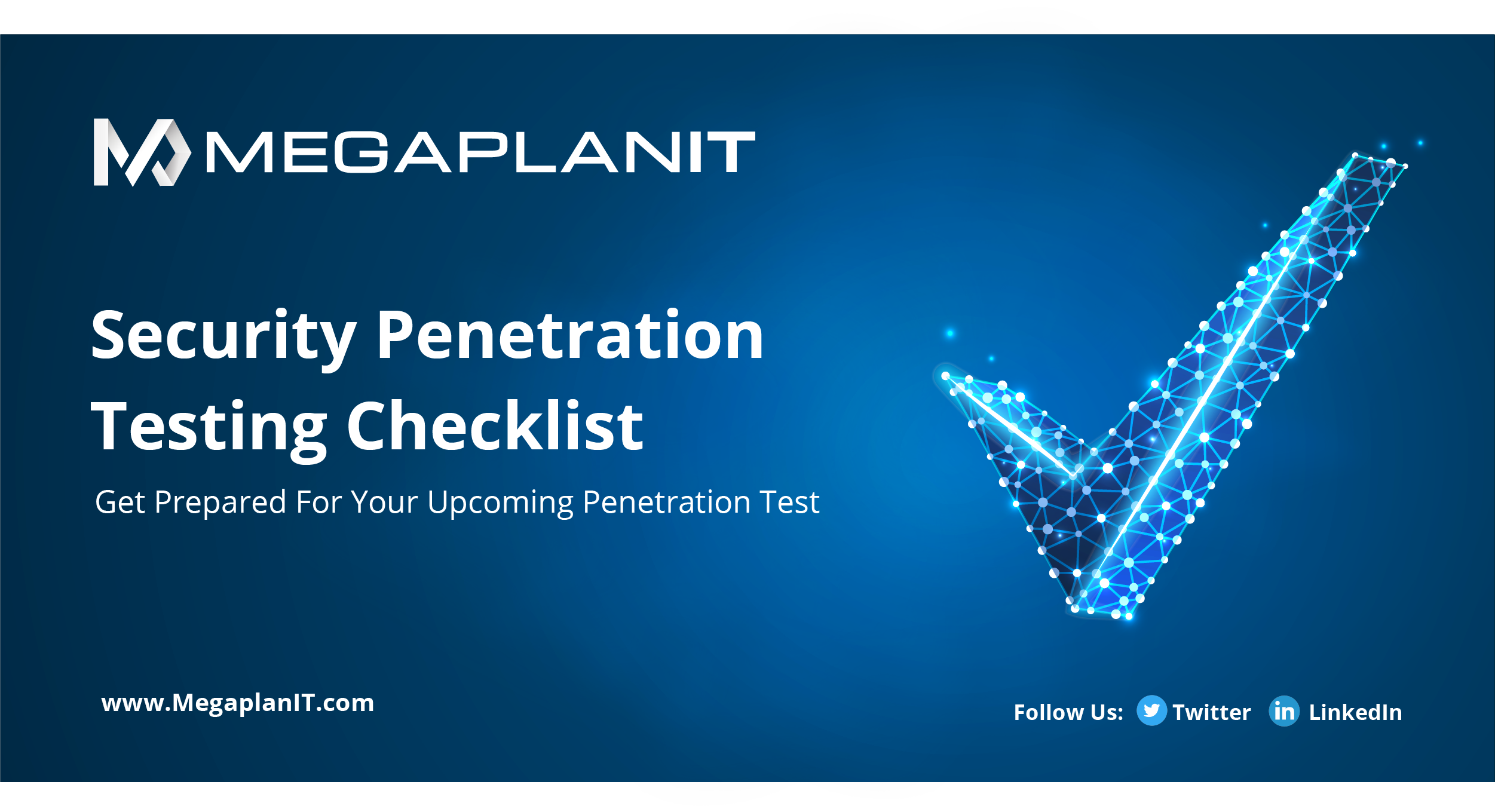 MegaplanIT Security Penetration Testing Checklist with a big blue checkmark image.